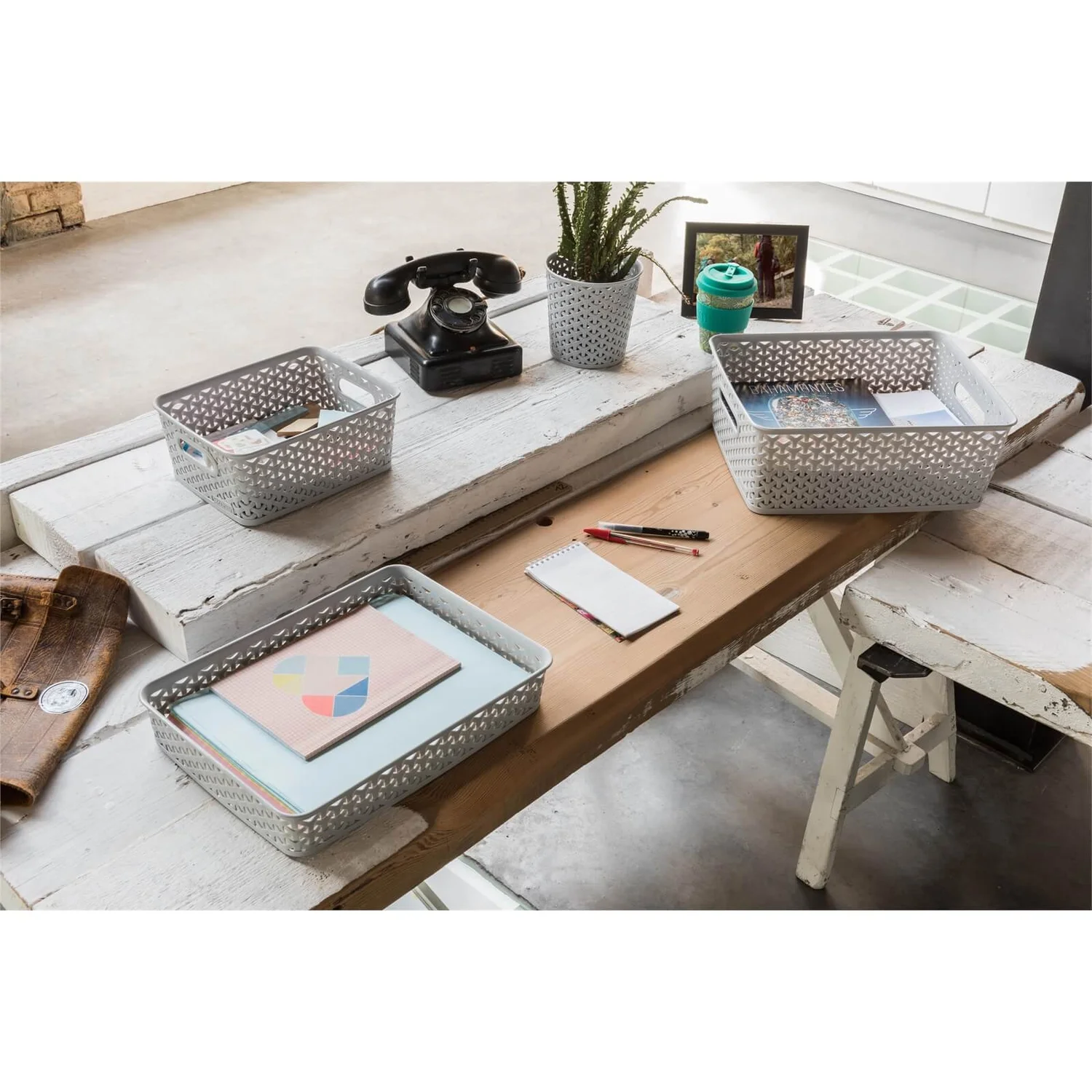 Curver My Style Small Rectangular Plastic Storage Basket - Grey - 4L 3 Curver My Style Small Rectangular Plastic Storage Basket - Grey - 4L - Image 3