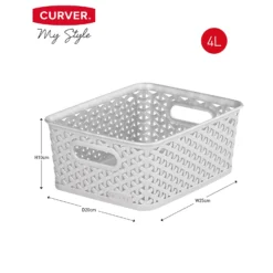 Curver My Style Small Rectangular Plastic Storage Basket - Grey - 4L 13 Curver My Style Small Rectangular Plastic Storage Basket - Grey - 4L -Storage Rack Store 12814407 2044832987097510