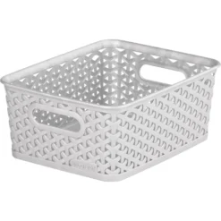 Storage Rack Store 19 Curver My Style Small Rectangular Plastic Storage Basket - Grey - 4L