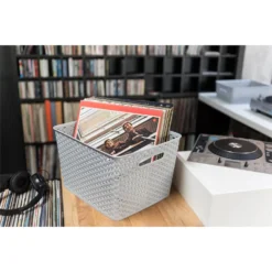 Curver My Style Large Rectangular Plastic Storage Basket - Grey - 18L 13 Curver My Style Large Rectangular Plastic Storage Basket - Grey - 18L -Storage Rack Store 12814518 6064832988437034