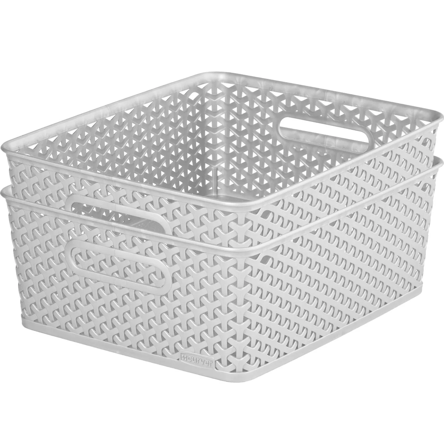 Curver My Style Medium Rectangular Plastic Storage Basket - Grey - 13L 4 Curver My Style Medium Rectangular Plastic Storage Basket - Grey - 13L - Image 4