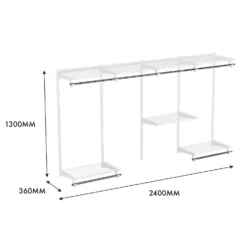 None Wardrobe System Starter Kit - White - 2.4m -Storage Rack Store 12815435 1575044142172540