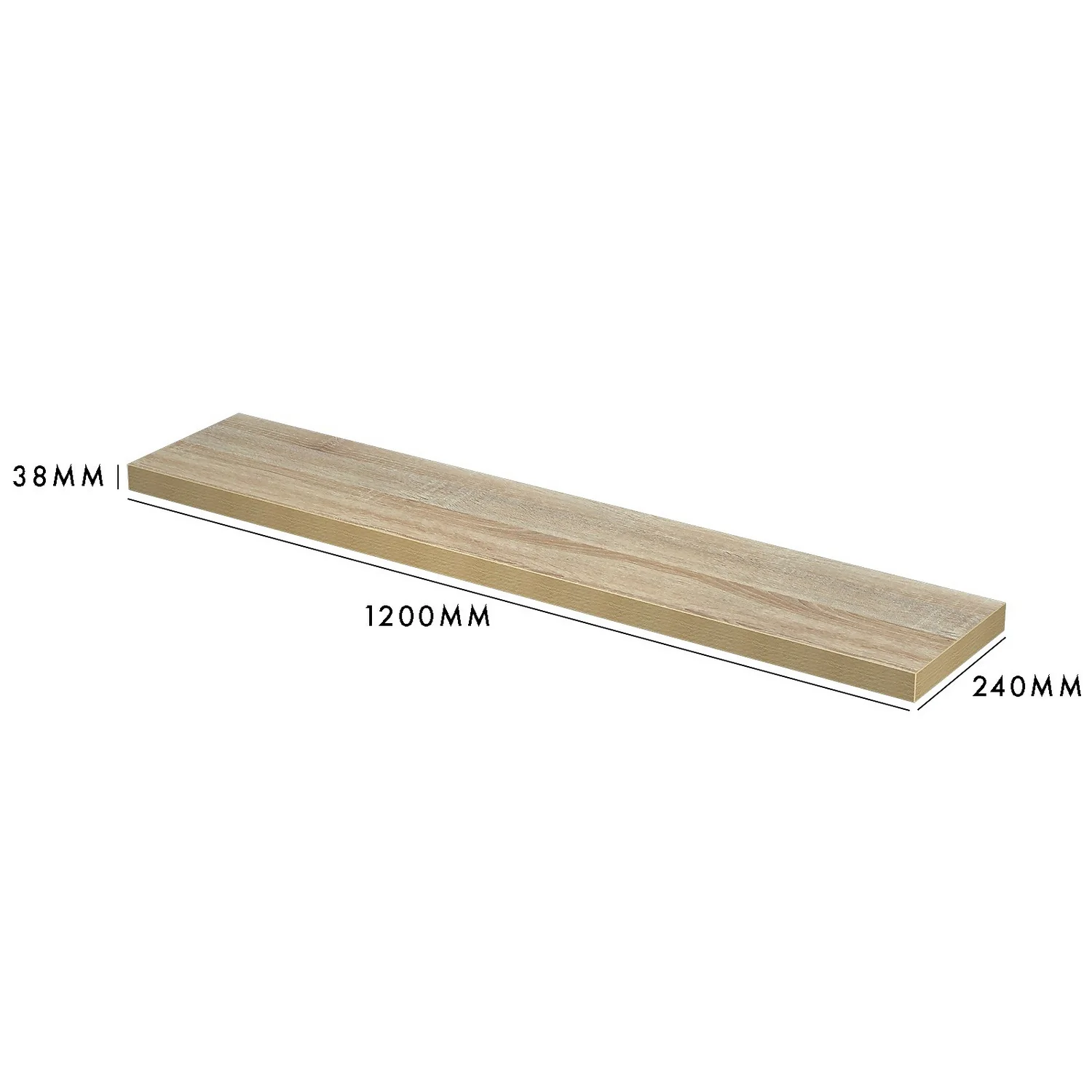 Floating Shelf - Sanoma Oak - 1200 X 240 X 38mm 4 Floating Shelf - Sanoma Oak - 1200 X 240 X 38mm - Image 4