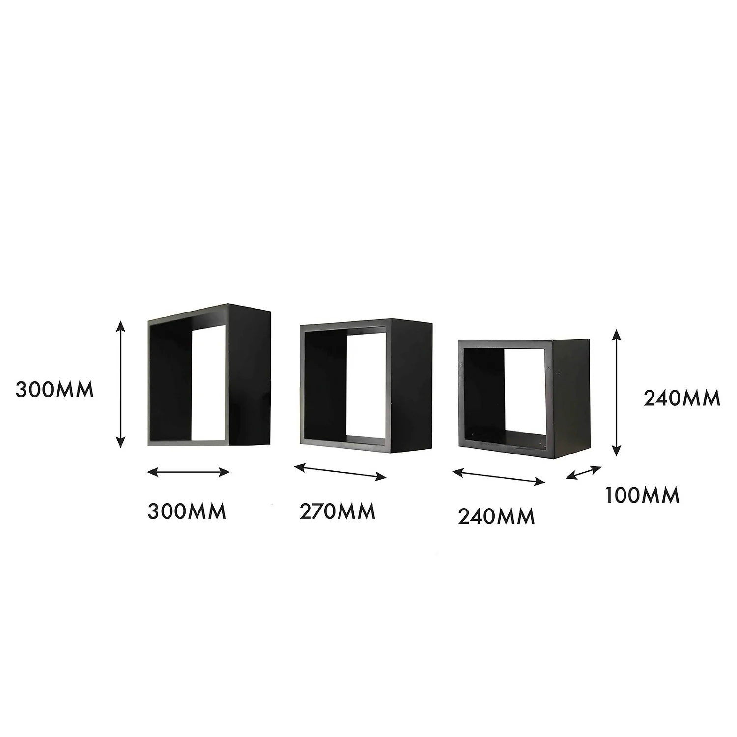 Wall Cubes 3 Pack - Black Matt 3 Wall Cubes 3 Pack - Black Matt - Image 3