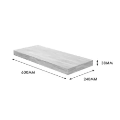 Floating Shelf - Grey Oak - 600 X 240 X 38mm -Storage Rack Store 12822025 1544976219240217