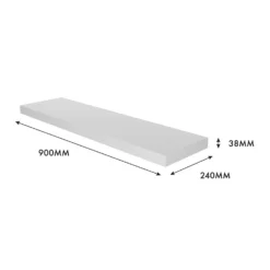 Floating Shelf - White Matt - 900 X 240 X 38mm -Storage Rack Store 12822045 1944976219299350