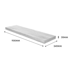 Floating Shelf - Grey Oak - 900 X 235 X 38mm -Storage Rack Store 12822048 5934976219240499