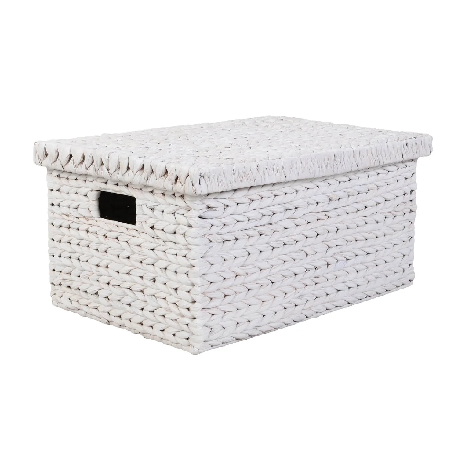 Small Water Hyacinth Storage Box - White Washed 1 Small Water Hyacinth Storage Box - White Washed