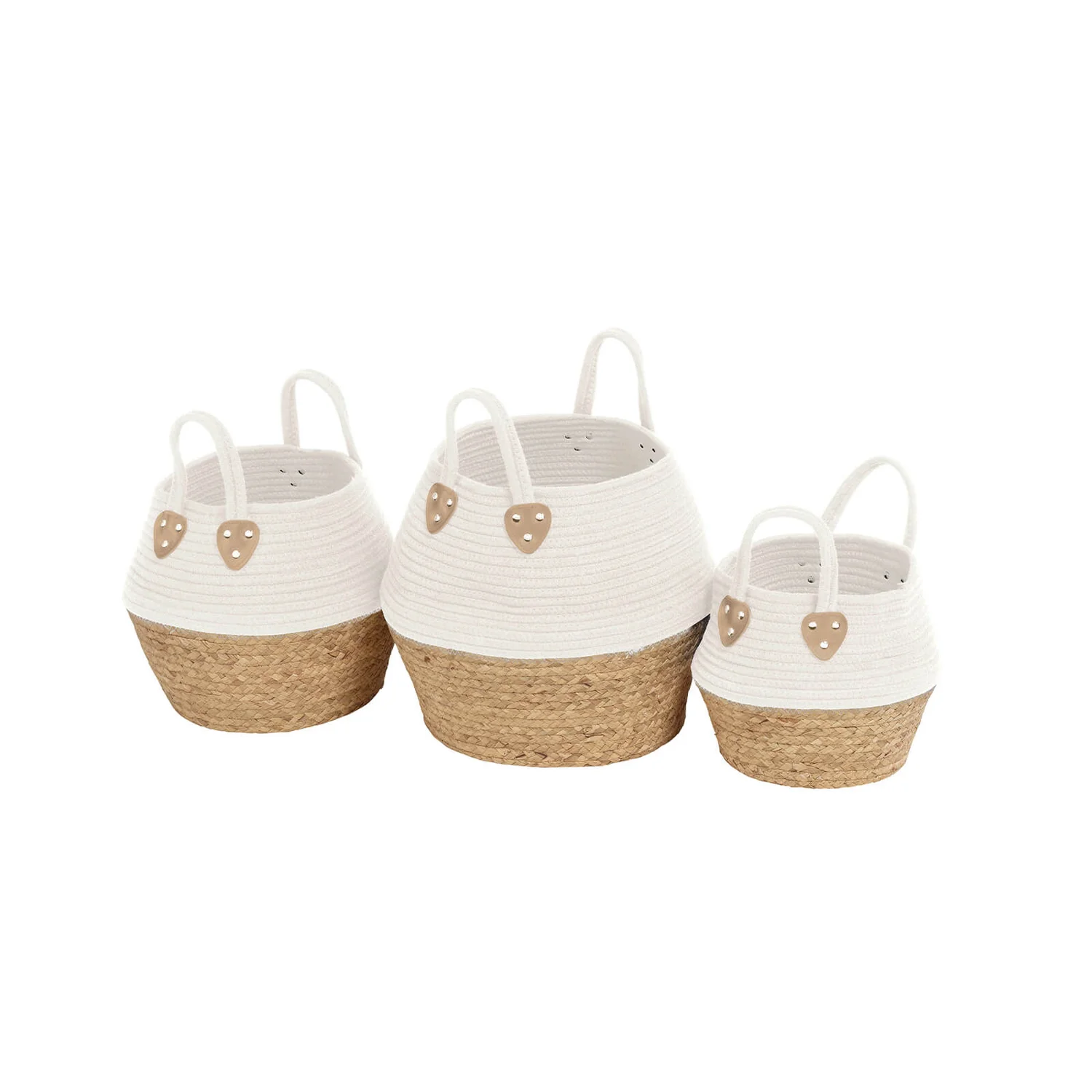 White Rope Baskets - Set Of 3 1 White Rope Baskets - Set Of 3