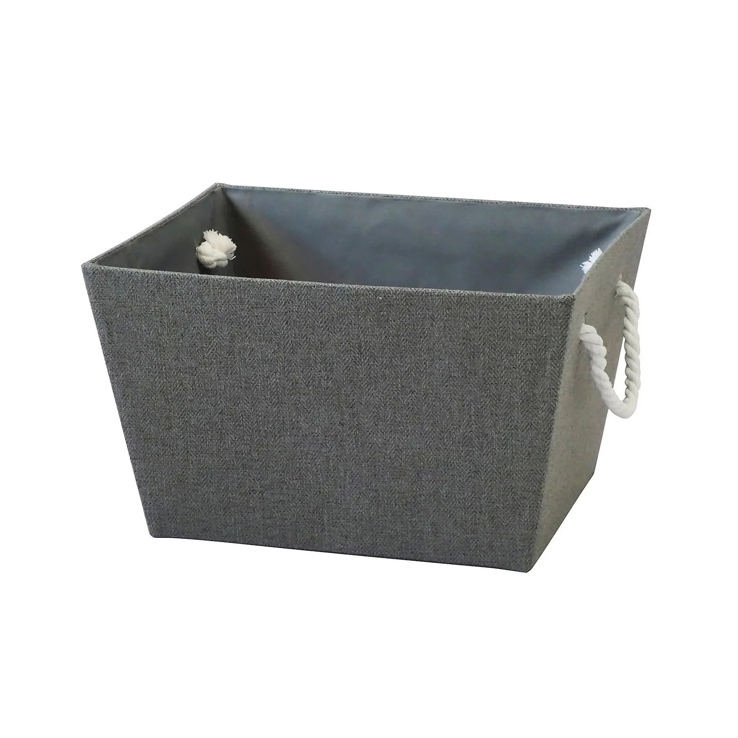 Grey Herringbone Large Storage Basket 1 Grey Herringbone Large Storage Basket