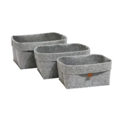 Storage Rack Store 5 Set Of 3 Grey Oval Felt Baskets