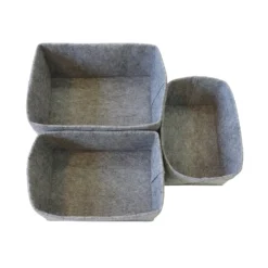 Set Of 3 Grey Oval Felt Baskets -Storage Rack Store 12886601 1784857031680822