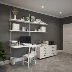 Anti-bacterial Twin Slot Shelving Kit - 1600mm White Twinslot And 216mm Brackets - White -Storage Rack Store 12888870 8454843291968594