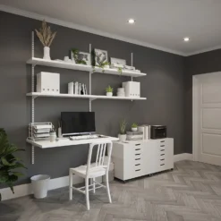 Anti-bacterial Twin Slot Shelving Kit - 1981mm White Twinslot And 320mm Brackets - White -Storage Rack Store 12889038 2554849582824321