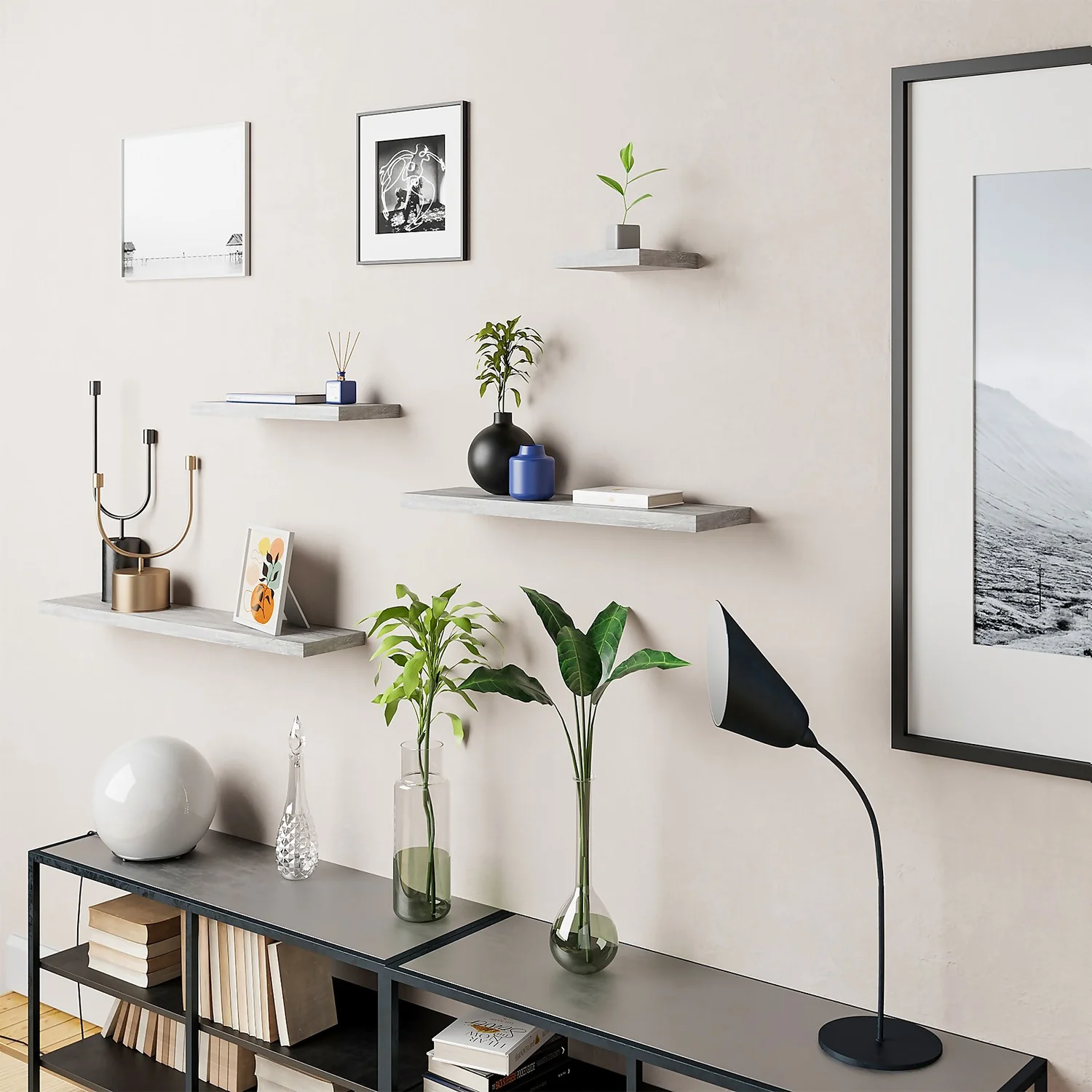 Flexi Storage Decorative Shelving Floating Shelf Grey Oak 250x38x250mm 2 Flexi Storage Decorative Shelving Floating Shelf Grey Oak 250x38x250mm - Image 2