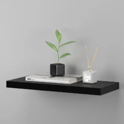 Flexi Storage Decorative Shelving Floating Shelf Black Oak 600x38x240mm -Storage Rack Store 12889893 1464885494841620