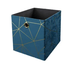 Storage Rack Store 21 Clever Cube Velvet Geometric Insert - Smokey Blue & Gold