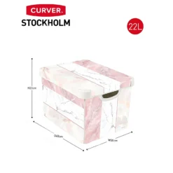 Curver Stockholm Mixed Marble Deco Storage Box - Pink & White 22L -Storage Rack Store 13148481 2094896660314901