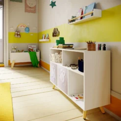 Kids Tray Storage Shelf - White & Natural 8 Kids Tray Storage Shelf - White & Natural -Storage Rack Store 13277678 1984929069822093