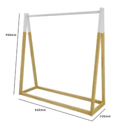 Kids A-Frame Clothes Rail - Natural & White -Storage Rack Store 13277679 7824929069229791